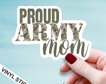 Pegatina de "Mamá Orgullosa del Ejército", vinilo, camuflaje militar, para coche, para ordenador, regalo para mamá, regalo militar