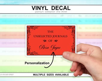 Pegatina de diario personalizada en rojo, inspirada en Emma M. Lion / Regalo para lectores, etiqueta de diario personalizada