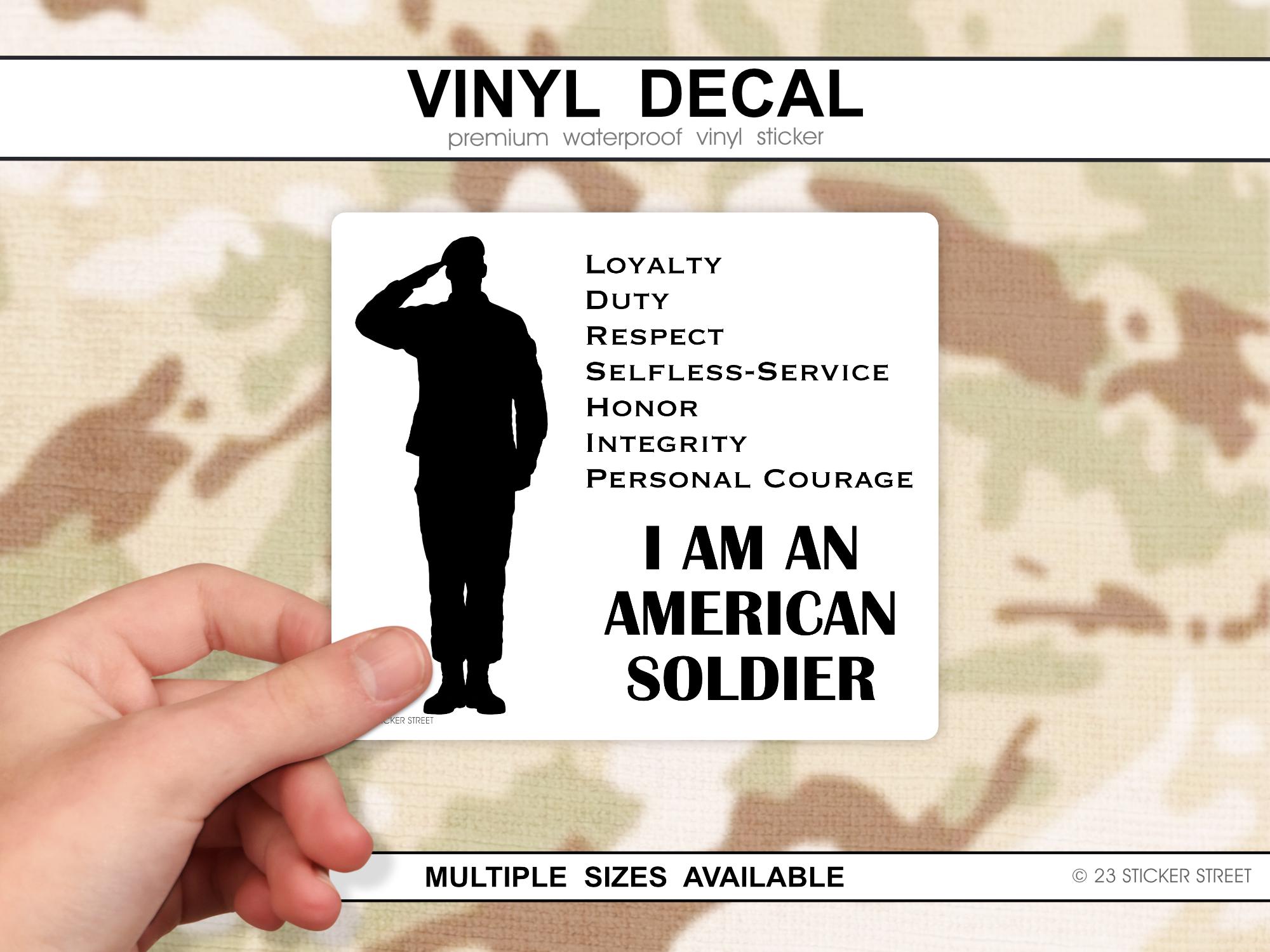 Army Core Values Sticker With Soldier Silhouette, Gift for Basic ...