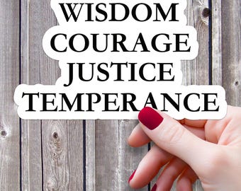 Stoic Virtues Sticker, Wisdom Courage Justice Temperance Sticker, Stoicism Sticker, Computer Decal, Vinyl Sticker, Car Decal, Stoic Gift
