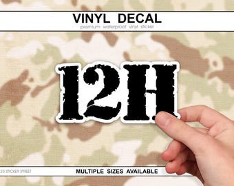 Calcomanía de ingeniero de construcción horizontal 12H / Calcomanía MOS 12H del ejército, regalo para operador de equipo pesado militar