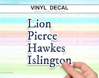 Pegatina de Lion, Pierce, Hawkes e Islington / Regalo literario para lectores, recuerdos del club de lectura Alchemy