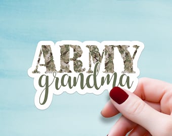 Pegatina de abuela del ejército, pegatina de vinilo, pegatina de camuflaje del ejército, calcomanía de abuela del ejército, calcomanía para automóvil, calcomanía para computadora, regalo para abuela, regalo militar