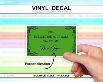 Personalized Journal Sticker in Green, Inspired by Emma M. Lion | Gift for Readers, Custom Journal Label