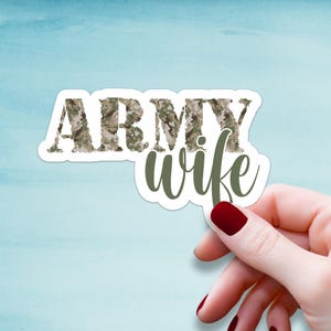 Army Wife Sticker, Camo Army Sticker, Army Wife Decal, Vinyl Sticker, Car Decal, Computer Decal, Gift for Wife, Army Decal