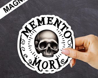 Memento Mori Magnet, Remember You Must Die Magnet, Remember Death Magnet, Die Cut Magnet, Latin Magnet, Stoic Magnet, Refrigerator Magnet