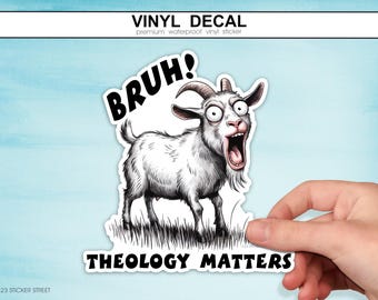 Divertida pegatina cristiana de cabra, calcomanía "La teología importa", regalo de apologética cristiana para fanáticos de la Biblia, regalo para el estudio de la Biblia