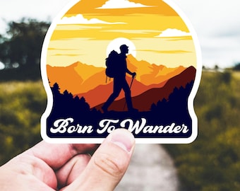 Born To Wander Sticker Decal, Hiking Sticker, Adventure Sticker, Hiking Gift, Outdoor Enthusiast Sticker, Nature Lover Sticker