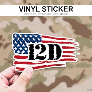 12D Army MOS Sticker with Flag, 12 Delta Diver Decal, Army Engineer Diver Sticker, 12D Sticker, Army MOS Gift, Army Waterproof Sticker