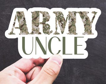 Pegatina "Tío del Ejército", Calcomanía "Tío del Ejército" con estampado de camuflaje, Regalo para el tío de un soldado, Idea de regalo patriótico para el tío del ejército.