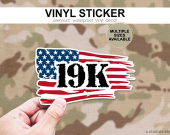 19K Sticker, Armor Crewman Decal, Combat Vehicle Operator, 19 Kilo Soldier Gift, Tank Operator Sticker, Army MOS Decal, Basic Training Gift