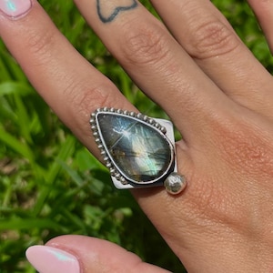 Labradorite Sterling Silver Ring (SIZE 8)