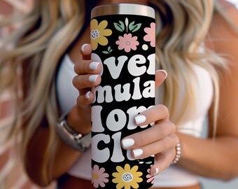 20oz Overstimulated Mom's Club Skinny Tumbler Wrap PNG, Tumbler Wrap, Instant Digital Download, Sublimation File. 20 oz SKINNY Tumble Wrap