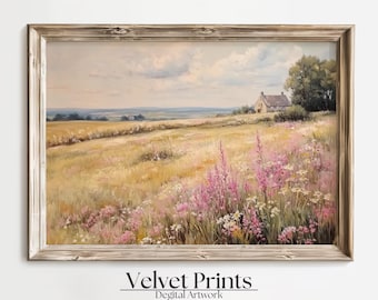 Vintage French Countryside Floral Print: Rustic Cottagecore Wall Art (Digital Download)