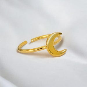 18k Vergoldeter Mondring: Sterlingsilber-Verstellbarer himmlischer Schmuck