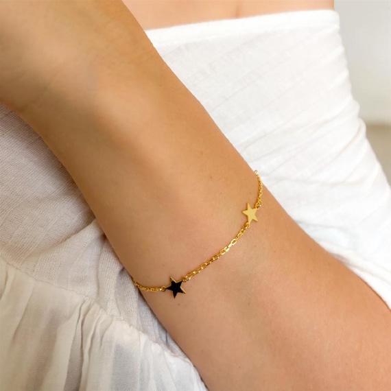 ♡STAR JEWELRY♡BRACELET 18K Gold Plated Star Bracelet: Sterling Silver Celestial Jewelry