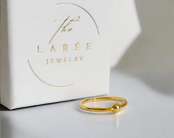 Anello a sfera placcato oro 18k: delicato anello impilabile regolabile in argento sterling