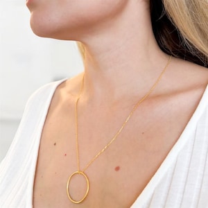 18k Gold Minimalist Circle Necklace | Dainty Round Pendant Necklace | Simple Everyday Jewelry Gift for Her | Plated 925 Sterling Silver
