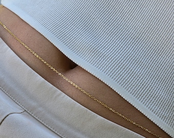 Dainty Gold Belly Chain: Stainless Steel Twist Body Chain
