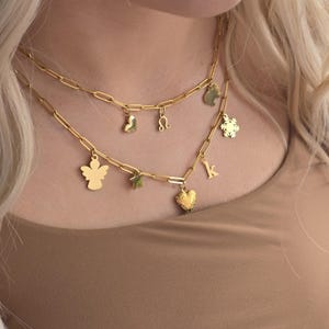 Custom Gold Charm Keeper Necklace: Personalized Jewelry Gift for Mom