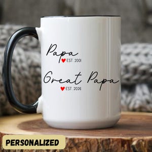papa to Great papa coffee mug Pregnancy Announcement for New Baby Reveal Gift Promoted from papa to Great papa coffee mug fathers Day gift