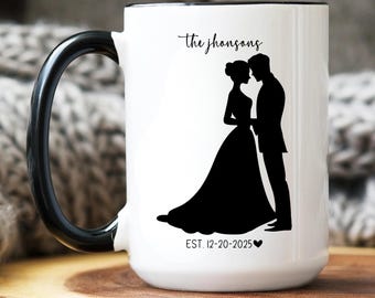 Romantic Custom Coffee Mug for Couples, Personalized Wedding Gift Engagement Mug Valentines Day Gift Bridal Gift Custom Name Wedding Mugs