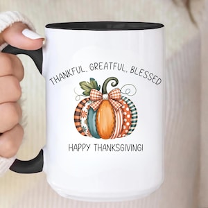 Thankful Pumpkin Thanksgiving Coffee Mug, Fall Gift