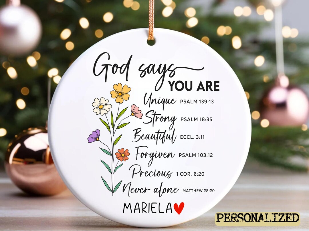 God Says You Are Ornament, Personalized Christian Gift for Her, Bible ...