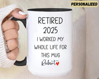 Personalized Retirement Coffee Mug, Funny Gift for Retiree