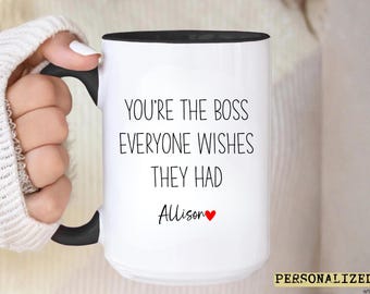 You’re the Boss Funny Personalized Mug Custom Name Boss Gift Office Humor Coffee Cup Gift for Boss Coworker or Manager