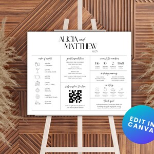 Wedding Infographic Welcome Sign | Simple Elegant Minimalist 30x24 Poster | Custom Editable Canva Template