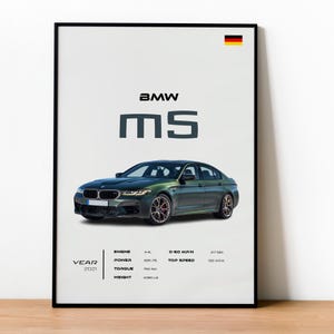 Poster BMW M5 | Vintage Auto Wandkunst | Retro BMW Druck | Automobil Dekor für Auto-Liebhaber & Enthusiasten | Geschenk für Auto Fans