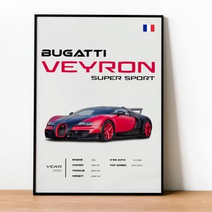 Bugatti Veyron Super Sport Poster | Premium Car Art Print | Racing Wall Decor, Automotive Collection, Gift for Car Lovers