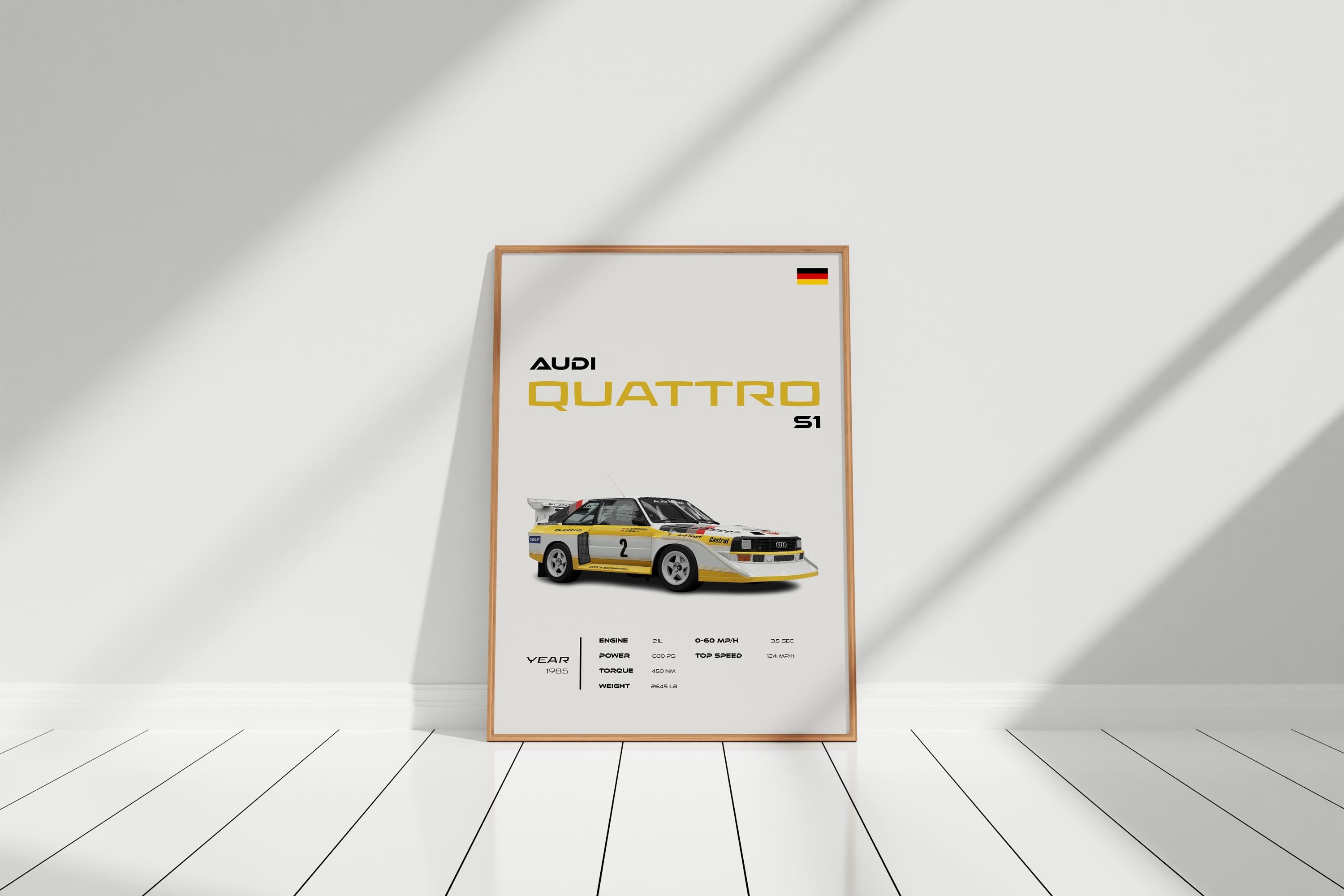 Audi Quattro S1 Poster - Group B Rally Legend - Framed Office Decor ...