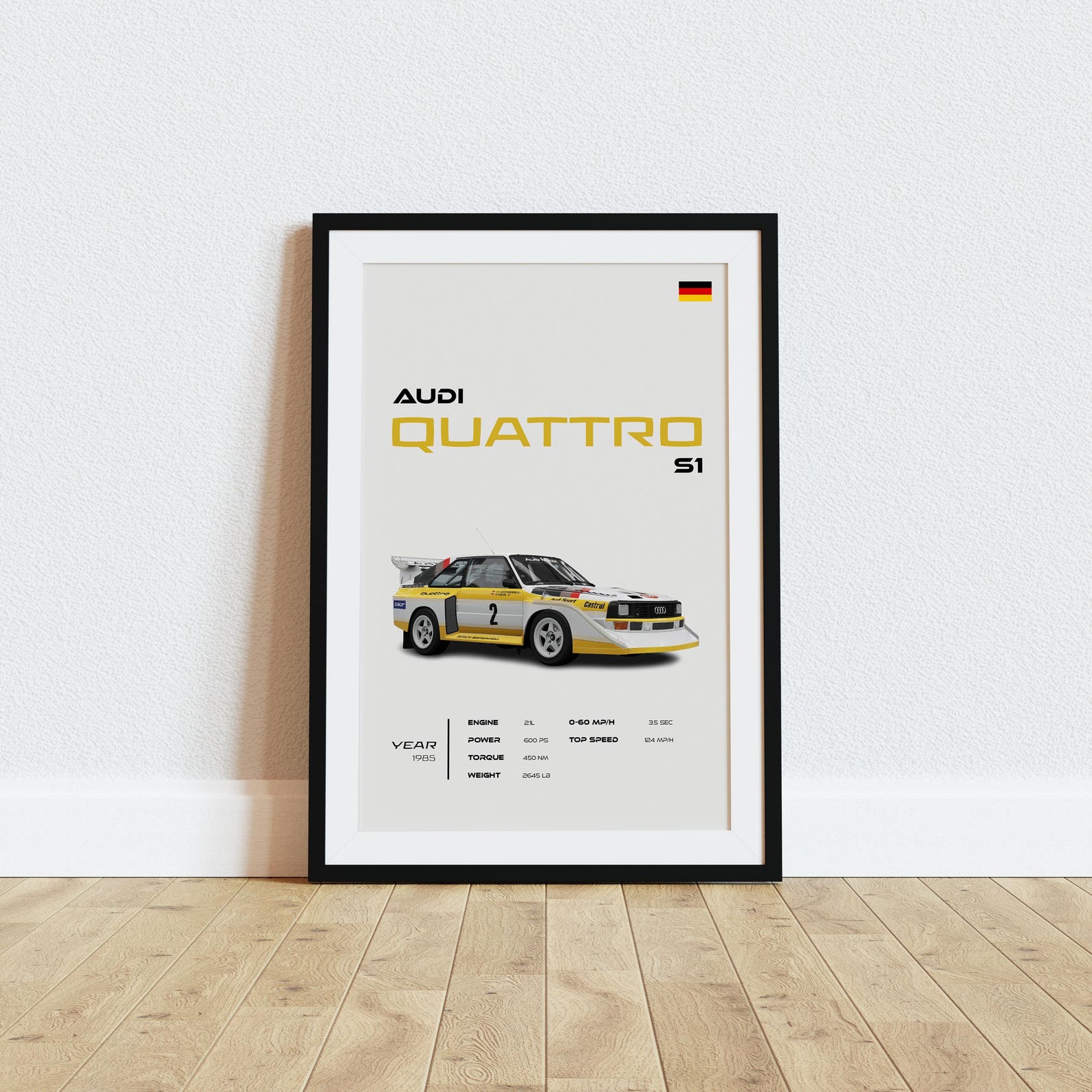 Audi Quattro S1 Poster - Group B Rally Legend - Framed Office Decor ...