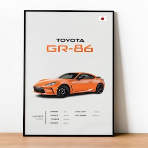 Toyota GR86 Poster - Japanese Sports Car Wall Art, Drift Car Decor