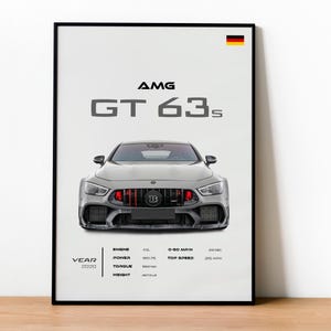 Mercedes-AMGGT 63 S Poster - Deutsche Premium-Limousine Wandkunst - Luxusauto Sammler Dekor - Auto Liebhaber Geschenk