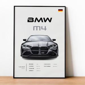 BMW M4 Poster - Iconic German Engineering - Ultimate Driving Machine Wall Art - Framed Wall Decor