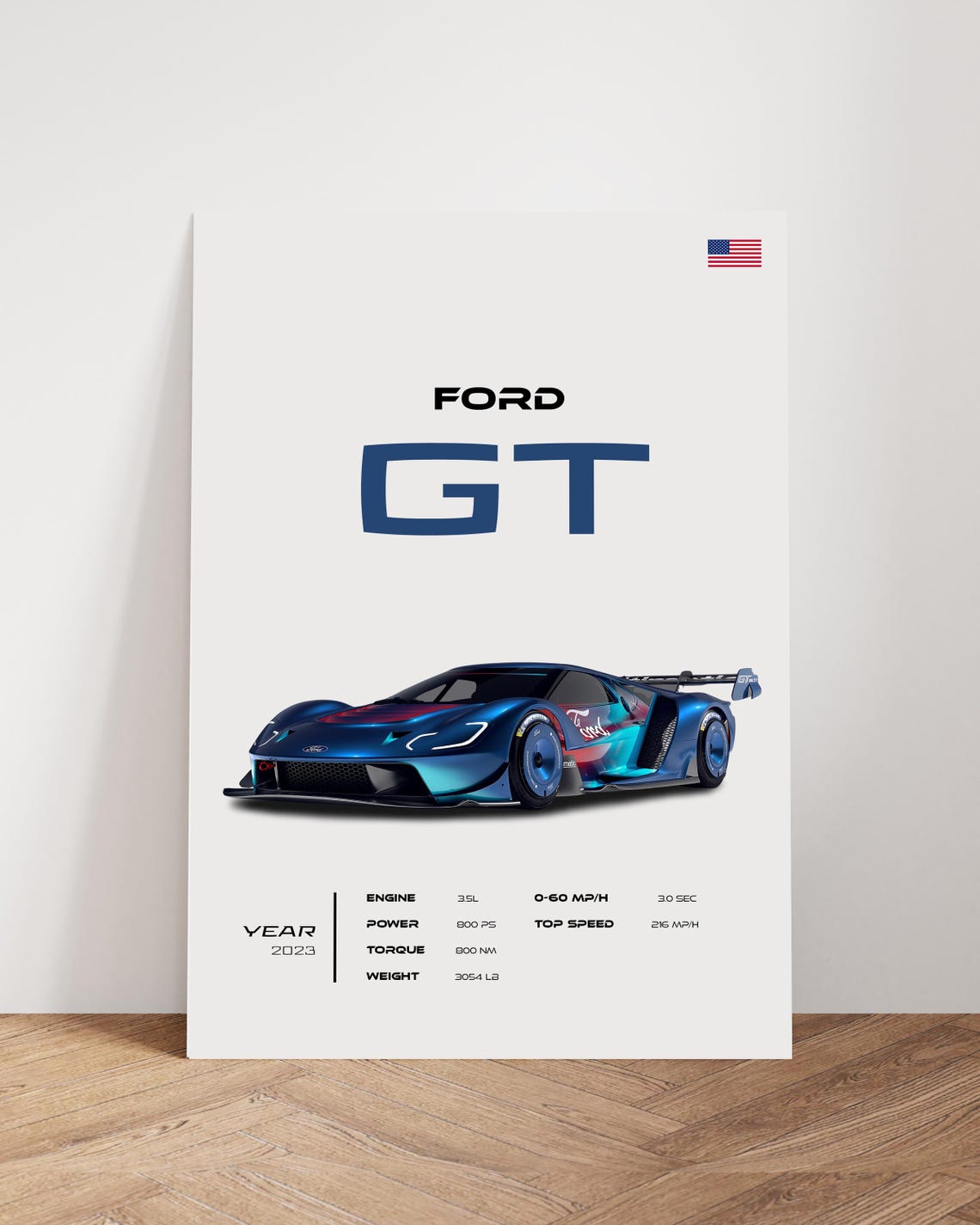 Ford GT MK4 Poster, Supercar Wall Art, Exotic Car Gift - Etsy