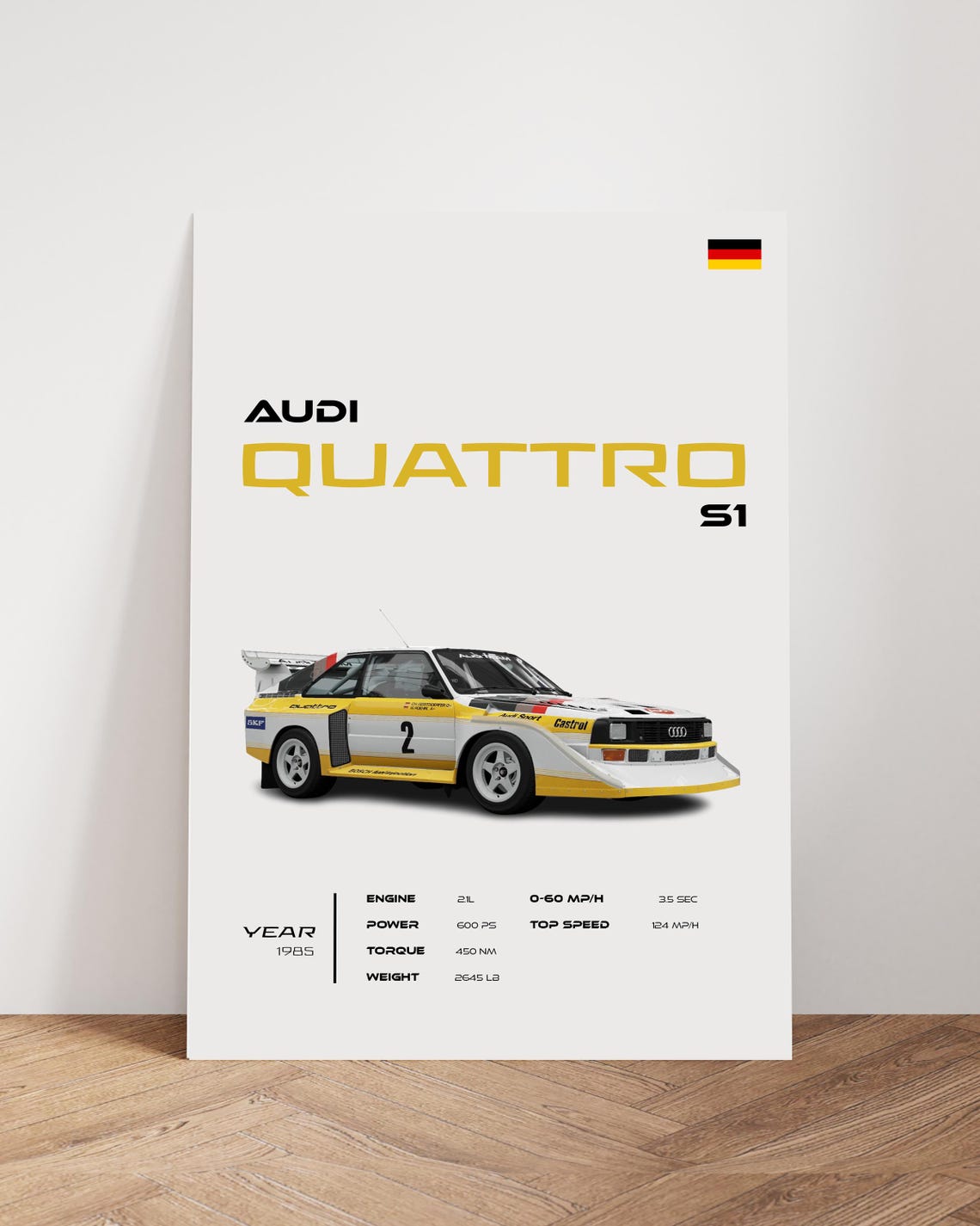 Audi Quattro S1 Poster - Group B Rally Legend - Framed Office Decor ...