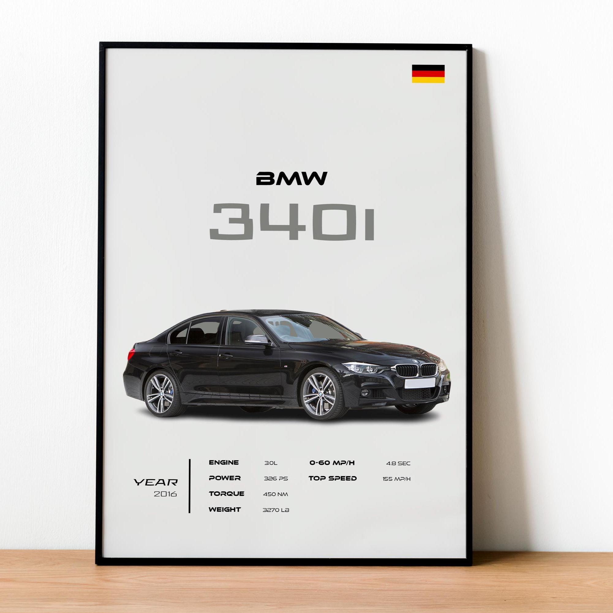 suiページ BMW 340i Poster, Sports Sedan Print, German Car Wall Art, Garage