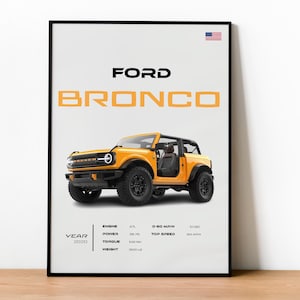 Ford Bronco Poster - Off-Road Abenteuer Wandkunst - 4x4 Geländewagen Enthusiasten Dekor - Garagenwanddruck - Geschenk für Autoliebhaber