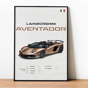 Lamborghini Aventador Poster | Luxus Wandkunst | Sportwagen-Dekor | Geschenk für Auto-Liebhaber & Enthusiasten | Gerahmtes Auto Poster