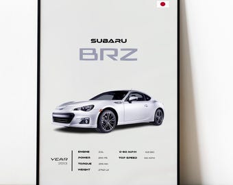Subaru BRZ JDM Car Poster, Sports Car Wall Art