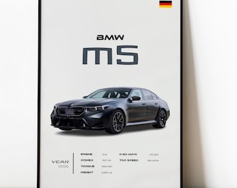 BMW M5 Poster, Deutsche Sportlimousine, Automobile Wandkunst