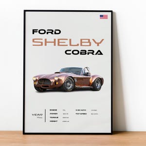 フォード シェルビー コブラ ポスター - クラシックアメリカンマッスルカー - 象徴的なロードスター ウォールアート - ガレージ ウォールデコ - ボーイフレンドへのギフト
