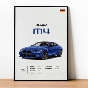 BMW M4 Poster - Modern German Sports Car Wall Art - Automotive Decor for Enthusiasts - Perfect Gift