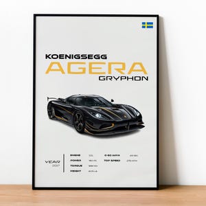 Koenigsegg Agera Gryphon Poster - Schwedisches Hypercar - Luxusauto Wandkunst - Automobiles Wanddekor - Geschenk für Autoliebhaber