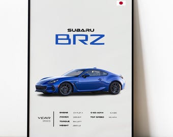 Subaru BRZ Poster, Japanese Sports Car Wall Art