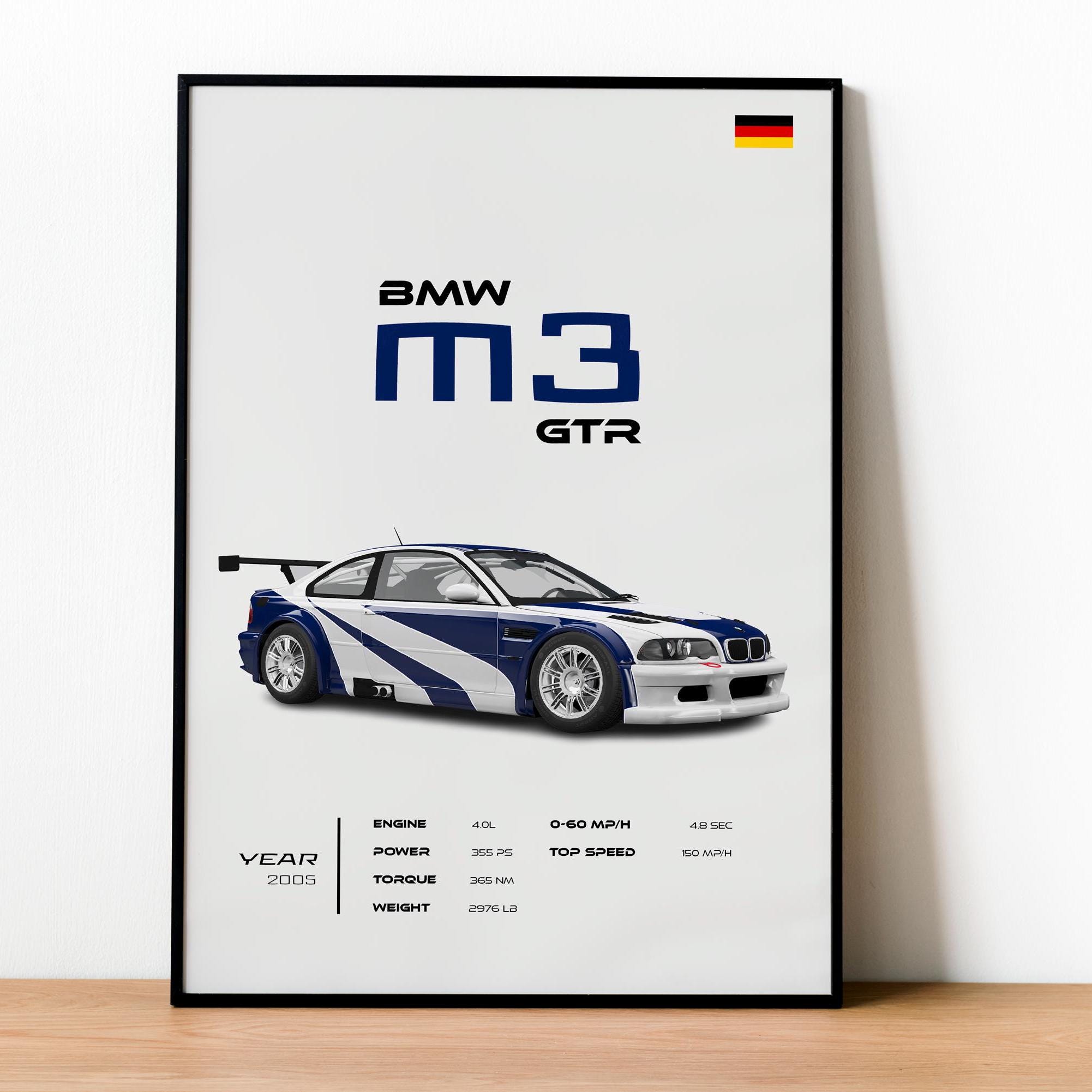 BMW M3 GTR Poster, Racing Legend Wall Art, Need for Speed Dream